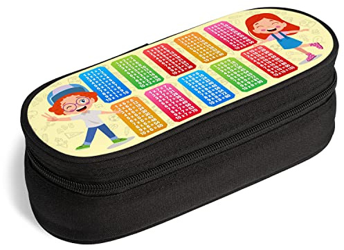 Federmäppchen zum Rechnen lernen „Einmaleins mit Mädchen und Jungen Motiv“ (ungefüllt) Schlampermäppchen für Kinder 1-2 Klasse Grundschüler Stifte-Etui Schulmäppchen Einschulungs-Geschenke (1x1)