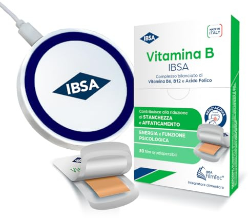 Vitamina B IBSA - 30 Film Orodispersibili + Caricatore in omaggio. Integratore alimentare a base di Vitamine B6, B12 e Acido Folico che contribuiscono a ridurre stanchezza e affaticamento