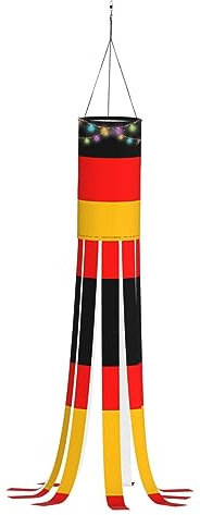 Halloween Windsack - 40 Zoll Outdoor Hängende Dekorationen mit Lichtern Perfekt für Halloween Weihnachten mit Licht Deutschland Flagge Bild
