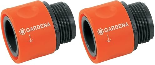 Gardena Pièce de tube de transition: connexion d'un raccord de tuyau dans le connecteur de robinet, pendant 26,5 mm (G3 / 4), z. En tant que machines à laver (2917-20) (Lot de 2)
