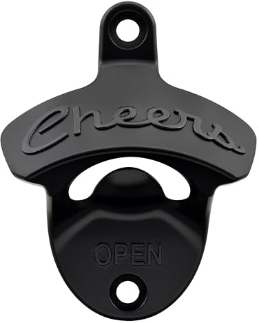 Luwanburg Black Bottle Top Opener Wall Mounted Cheers Stainless Beer Cap Opener Screw in Wooden Table Post DIY Board