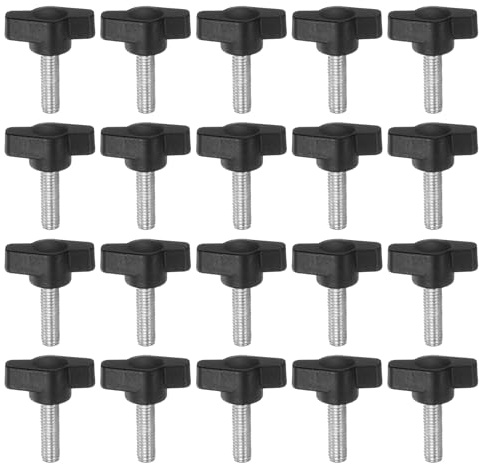 QUARKZMAN 20 Stück Rändelschrauben mit T Flügelknöpfe M6 x 20mm Kunststoff T-Kopf Gewindebolzen Klemmschraube Flügelschraube Haltegriffe 27mm Klemmknopf Daumenschrauben für Maschine, Schwarz