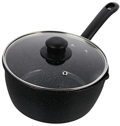 LIFKOME Non Stick Saucepan Small Pot for Milk 20cm Iron Milk Soup Pot Lid Stick Pot for Cooking Noodles Soup Frying Pan for Induction Gas Stove