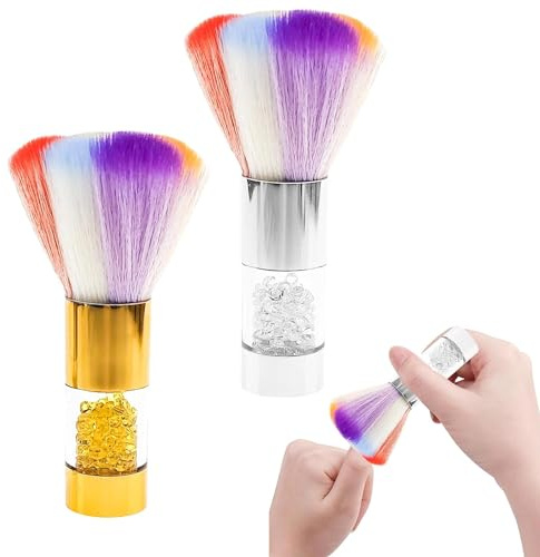 2 PCS Dust Brush for Acrylic Nails, Soft Brush Nail Soft Kabuki Nail Art Dust Powder Remover Brush Hair Dust Cleaner Brush for Makeup Manicure Tool