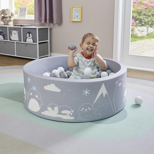 Liberty House Toys LHTARCPIT Soft Foam Ball Pit Arctic Pattern Complete with 200 Balls, Grey, H30 x W90 x D91