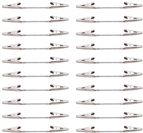 RUIAN Krokodilklemmen, Doppelkopf, 10,2 cm, für Foto/Bilder, Notizhalter, Metalldraht, Klemmen für DIY und Handwerk, silberfarben, 20 Stück