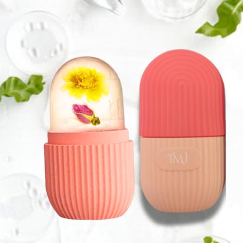 IMJ Ice Face Roller Massager | Skin Care Tool for Remove Puffiness| Reduce Pores| Tightening Skin|Reusable Silicone Mold | Ice Roller Massager for Eyes, Face, Neck and Body | Pink