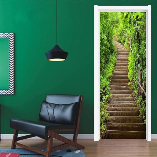 Türtapete Selbstklebend 77x200 Leiter Türaufkleber 3D Türposter Flurpflanzen Fototapete Türfolie Türklebefolie Wasserdichte für Türwand Dekoration Tapete 8611m