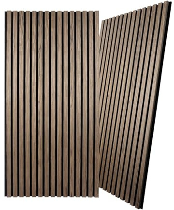 2 Holz-Schallwandpaneele, 120 * 60cm Holzlatten-Akustikpaneele Schallabsorbierend, Lärmdämpfende Paneele für Wohnzimmer, Schlafzimmer, Studio, Büro, Schwarznuss