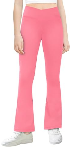 BIG ELEPHANT Leggings évasés pour Filles, Pantalon croisé Taille Haute pour Enfants avec Poches