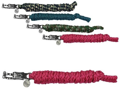 RL24 - Führstrick mit Panikhaken Ultimo Chrom Finish | Führleine mit hoher Zugfestigkeit | geflochtener Pferde-Strick Ø 12 mm, Länge 2 m | 1 x Anbindestrick in Via Magenta
