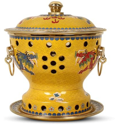 OYWEHECE Einzelne Person, Kleiner Kupfertopf, Alter Pekinger Kleiner Dicker Kuh-Hot Pot, Chinesischer Traditioneller Cloisonné-Hot Pot, Kommerzieller Alkoholanteil, Roter Kupfer-Hot Pot,B