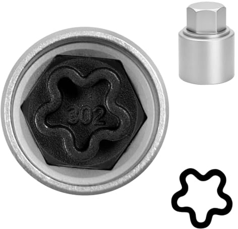 JEUCLEL 302 Clé pour écrous de roue antivol, adaptateur pour douille d'écrou, outil de démontage d'écrous de roue antivol, extracteur de vis antivol