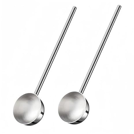 ZGXNYI Confezione da 2 Piccoli mestoli da zuppa in Acciaio Inox, Cucchiaio Profondo in Metallo con beccuccio versatore, Manico Lungo, mestoli for sugo da Cucina Mestolo da Zuppa in Acciaio Inox