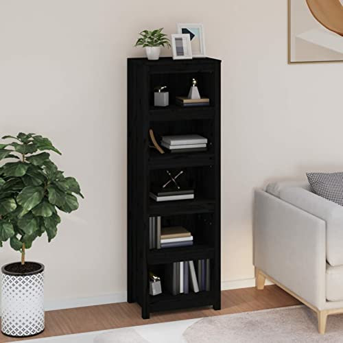 Iiaky Bücherregal Schwarz 50x35x154 cm BüCherregal Ordnerregal Storage Shelves Book Shelf Regal Wohnzimmer Buecherregal Massivholz Kiefer