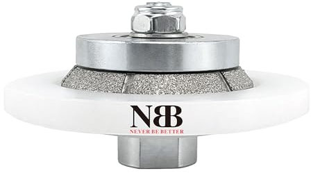 NBB Fresas para corte de chaflanes de diamante Rueda perfiladora diamante con guía cubierta más grande y M14 broca para perfilar porcelana baldosa cerámica granito mármol piedra (Bevel E5)