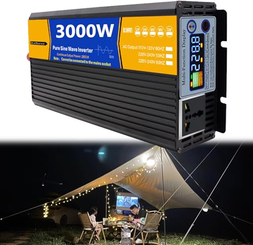 Convertitore di Carica Inverter a Onda Sinusoidale Pura da CC 48 V a CA 110 V/220 V Convertitore di Potenza Solare a Bassa Frequenza per Campeggio, Casa, Veicoli(Size:3000W 48V to 220V)