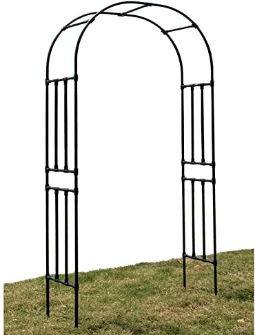 Arche de jardin en métal avec cadre en acier revêtu de plastique PE Idéal pour plantes grimpantes roses intérieur/extérieur Pour jardin, pelouse, décorations de mariage Noir 150 x 40 x 240 cm