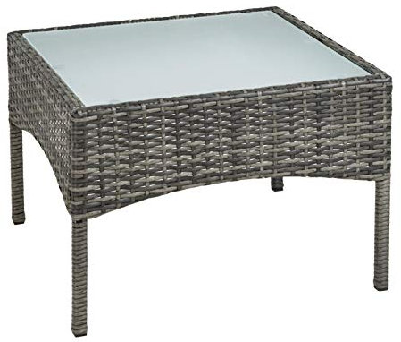 ESTEXO Polyrattan Beistelltisch Loungetisch Rattan Tisch Gartentisch Balkontisch (Anthrazit-Grau)