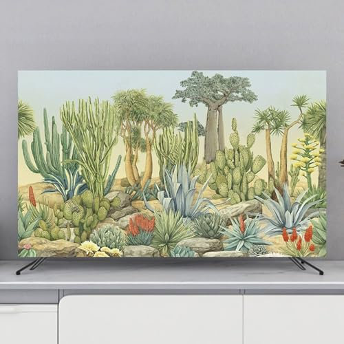 Copertura TV Antipolvere Protezione Da 32-80 Inch Per Schermi Piatti Curvi Copri Televisori Moderni Per Interni Con Stampa Di Paesaggi In Poliestere,Decorazione Per Interni D,55in(130 * 80cm)