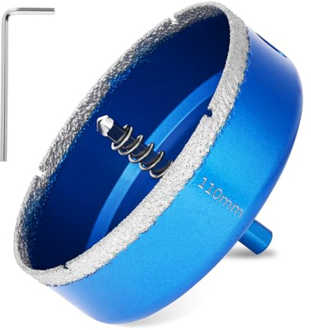 Flintronic 110mm Diamond Hole Saw with Pilot Center Drill Bit, Diamond Core Hole Cutter, Suitable for Glass, Tile, Porcelain, Ceramic, Marble Cutting