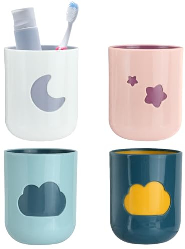 4 Stück Kinder Zahnputzbecher Set, Mundwasser Tasse, Trinkbecher Kunststoff
