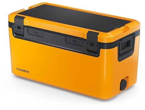 Dometic Recon Hardside Groß - Passive Kühlbox 69L - Wasserhahn - Glow | Zweiseitig öffnender Deckel - Inklusive Zapfhahn - Magnetischer Ablaufstopfen - Ergonomische Softgrip-Griffe
