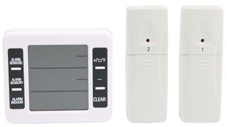 Drahtloses Digitales Gefrieralarm-Thermometer, Kühlschrank, Zuhause, Innen- Und Außensensoren, Thermometer, Uhr, Grau, Batteriebetrieben(B)