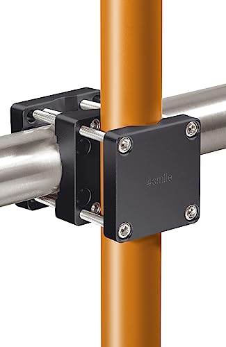 4smile Sonnenschirmhalter Balkongeländer aus Aluminium, Quadrat, Schwarz | Sonnenschirm Balkon Halterung - stabiles Universaltalent Schirmhalterung, hält jeden Balkonschirm