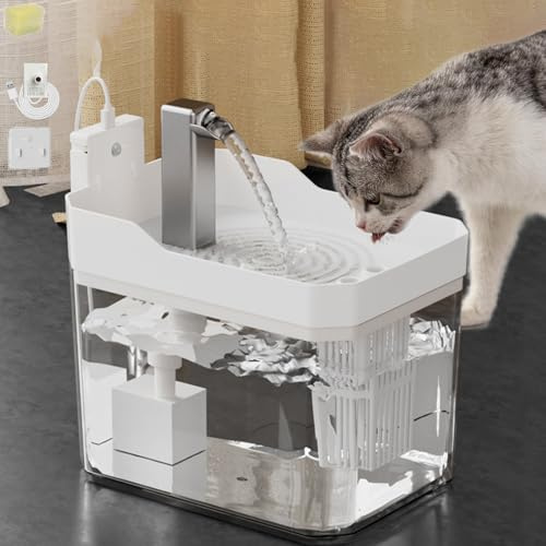 Haustier-Trinkbrunnen, Der Die Hydratation Fördert Petspringle, Katzenbrunnen Kabellos, 1,5 Litern Katzenbrunnen Mit Bewegungsmelder, Ultra-Leise Pumpe, Abnehmbare & Waschbare (White)