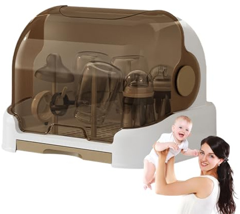 Setauoo Caja de Almacenamiento para biberones para niños pequeños, Estante de Secado para encimera de biberones para bebés,Almacenamiento de Botellas a Prueba de Polvo con Tapa | Caja de