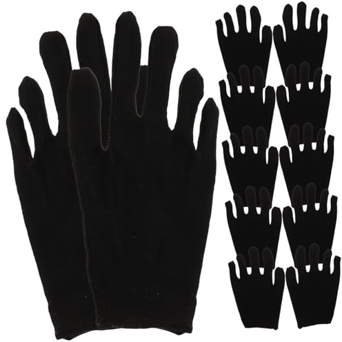 SKISUNO 12 Pairs Moisturizing Cotton Gloves Medium Thickness Protective Work Gloves for Jewelry Handling and Outdoor Use Black