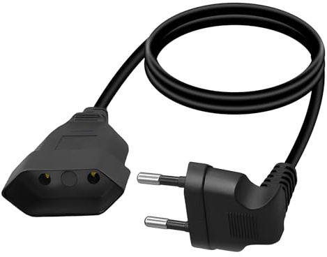 Cavo di Prolunga Universale con Spina Europea Piatta Tipo C a Spina Europea Tipo C per TV/Monitor per Computer/Proiettori/Console di Gioco/Lampade/Elettrodomestici (0,3 m)