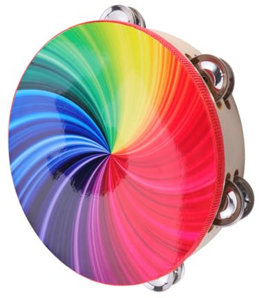 minkissy Pandereta de Doble Hilera Ligera Madera de 8 Pulgadas para Adultos Sonido Agradable, Adecuado para Fiestas y Acompañamiento de Banda