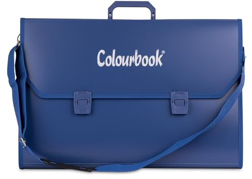 Colourbook Valigetta Portadisegni A3 35x50 Cm, Polipropilene, Tracolla Regolabile E Maniglia, 2 Chiusure A Scatto, Leggera E Impermeabile, Colore Blu