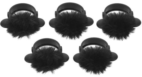 5 Stück Schwarze Fellwindschutz für Lavalier Mikrofone Q8 Magnetisch | Staubschutz, Tragbar für Außenaufnahmen und Live Streaming, Kunststoff und Plüschgewebe