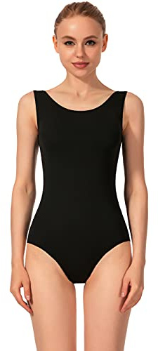 Mulnall Damen Basic Tanz Leotard Langärmelige Erwachsene Team Kurzarm Ballett Leotard Tank Top Ärmellose Tanzkleidung(4030-06-M)