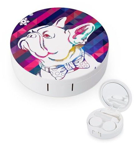 fkgvwo Contact Lens Case Dog Bow Tie Contact Lens Box Travel Kit Portable for Travel & Home