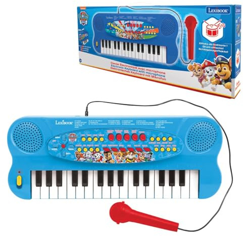Lexibook Pat'Patrouille Clavier électronique avec Microphone, Piano 32 Touches, Microphone pour Chanter, 22 Morceaux de démonstration, A Piles, Bleu/Rouge, K703PALXB