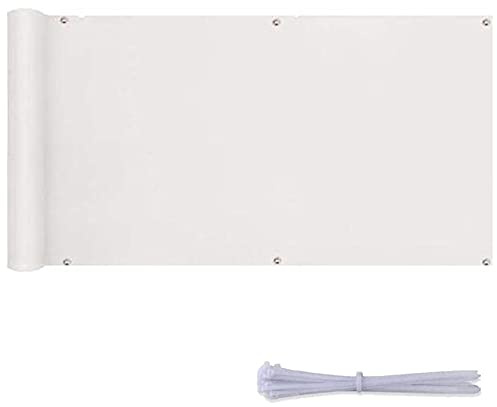 Toldo lateral de 1,1 x 4 m para balcón, protección UV y viento, tela con lazos de nailon y cordón, elegante revestimiento blanco para barandilla, privacidad y sombra