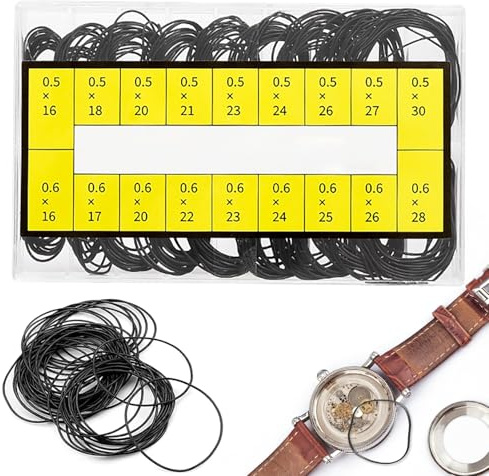 200 Stück O-Ring Uhrendichtungen Set, 16-3​0mm Wasserdichte Dichtringe für Uhrenreparatur, Gummi Oringe Dichtungen Uhren Reparatur Set für Uhrmacher