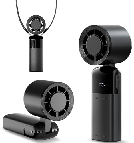 Handheld Fan Portable, 100 Speed Small Hand held Fans Rechargeable, UP to 18 Hrs Powerful Turbo Fan, Battery Operated Electric Mini Personal Desk & Neck Fan, Travel Essentials, Holiday Gifts Black