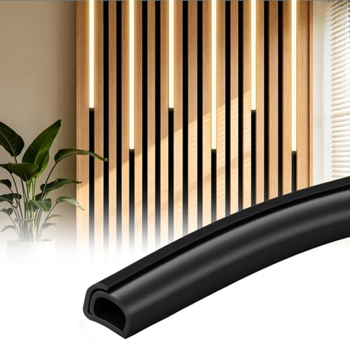5m Kabelkanal Selbstklebend Schwarz Premium Flexibler Kabelabdeckung Schwarz Kabelkanal für Akustikpaneele Cable Tray Boden Flexibler Kabelführung für Haus, Büro und Schule
