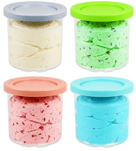 SPARES2GO Recipientes para helado con tapa para Ninja Creami máquinas NC300, NC301, NC299AMZ, CN301CO y CN305A (paquete de 4, 450 ml)