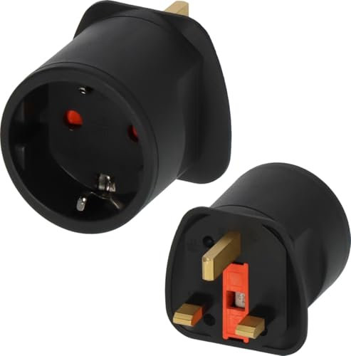 Brennenstuhl Reisestecker/Reiseadapter (Reise-Steckdosenadapter zum Anschluss elektrischer Geräte mit Schutzkontakt Stecksystem in Ländern mit British Standard Stecksystem) schwarz
