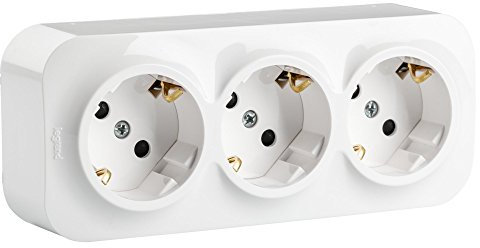 Legrand, Aufputz-Steckdose (3-fach), 2-polig mit Schutzkontakt und Kinderschutz zur Montage auf der Wand , 782418