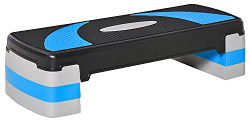 HOMCOM Stepper Fitness Aérobic Hauteur réglable 10/15/20 cm Surface antidérapante 80 x 31 x 20 cm Noir Bleu