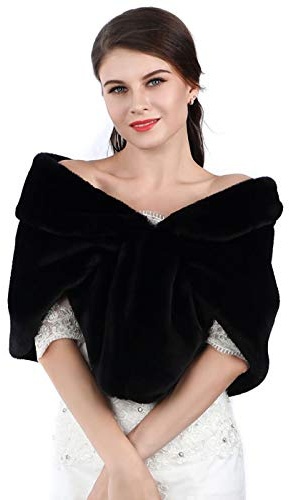 Handcess Châle Étole Femme Fourrure Châles Écharpe Couvre-épaules Élégant pour Mariage Hivernal Cérémonie Mariée Demoiselle d'honneur