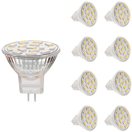 AHEVO 3.5W MR11 GU4.0 LED Light Bulbs, Equivalent to 25-35W Halogen Lamps, GU4.0 Base AC/DC 12V,350 LM, 120° Flood Beam, White, Recessed Lighting, Track Lighting,(6000K) Pack of 8