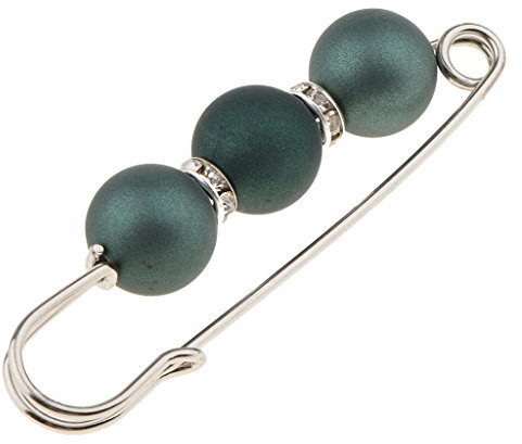 Sharplace Großer Sicherheitsnadel Anstecknadel Brosche Mit Künstlichen Perlen, Strass Kristall für Strickjacke Pullover Schal Clip - Damen Mädchen Kleidung Dekoration, Grün